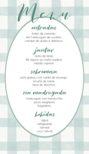 Menu de Casamento Xadrez Delicado para Editar Online