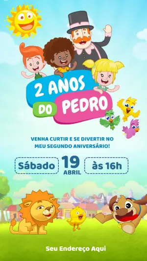Convite de Aniversário Mundo Bita com Personagens para Editar