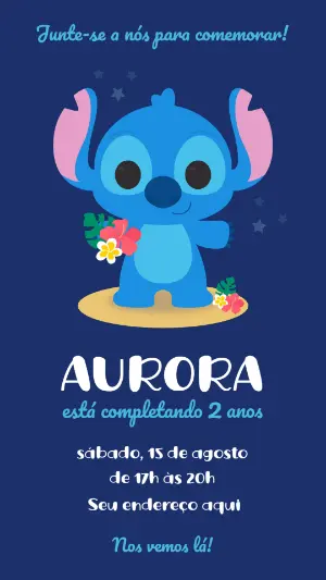 Stitch Birthday Invitation – Static – Pixel Lab