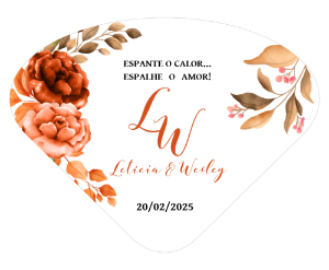 Leque de Casamento Floral Terracota para Editar Online