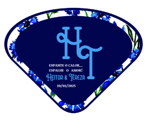 Leque de Casamento Floral Azul com Monograma para Editar Online