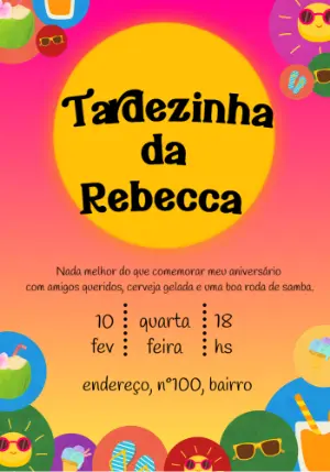 Convite Aniversário Tardezinha com Pôr do Sol para Editar Online