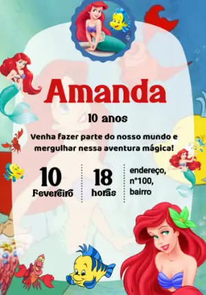 Invito di compleanno La Sirenetta – Statico – Beatriz Lopes dos Anjos