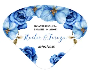 Leque de Casamento com Flores Azuis para Editar Online