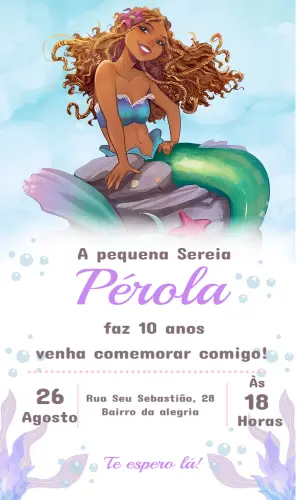 Invito di compleanno La Sirenetta – Statico – Convites Personalizados