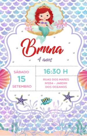 Invito di compleanno La Sirenetta – Statico – Convites Personalizados