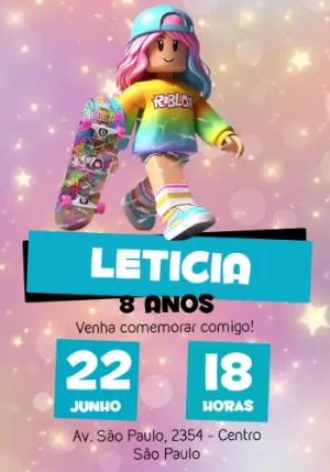 Invito di compleanno Roblox – Statico – Mayara Nascimento Sacaldassy