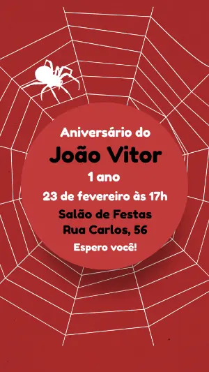 Convite Aniversário Homem Aranha para Editar Online