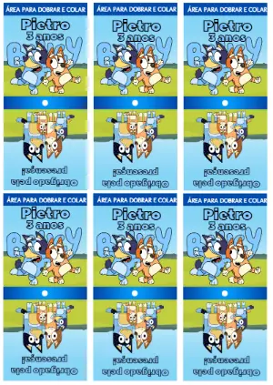 Capa para Pirulito Aniversário Bluey e Bingo para Editar Online