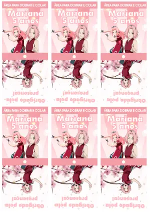 Capa para Pirulito Aniversário Sakura Naruto para Editar Online