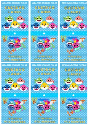 Capa para Pirulito Aniversário Baby Shark para Editar