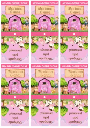 Capa para Pirulito Aniversário Fazendinha Rosa para Editar