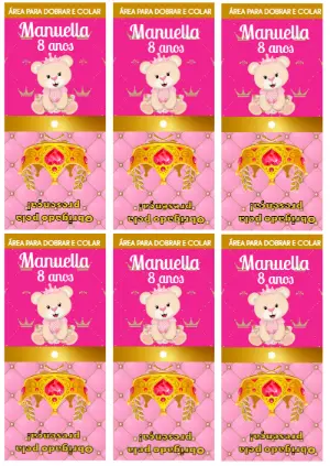 Capa para Pirulito Ursinha Princesa para Editar Online