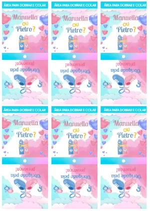 Capa de Pirulito Chá Revelação Rosa e Azul para Editar Online