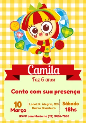 Convite Aniversário Emília Sítio do Picapau Amarelo para Editar