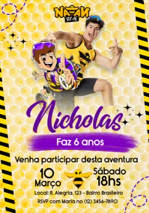 Convite Aniversário Natan por aí para Editar Online