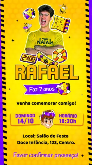 Convite de Aniversário Natan por Aí Aventura para Editar Online