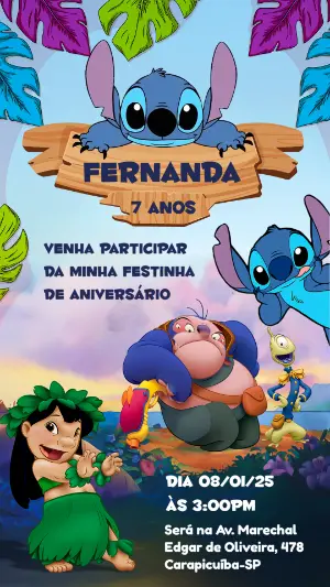 Invitación de cumpleaños Stitch – Estático – Misael Dias