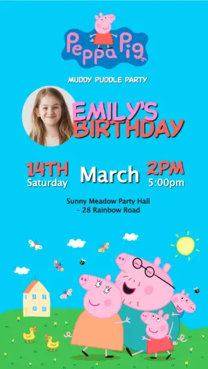 Editable Peppa Pig Birthday Party Invitation Template