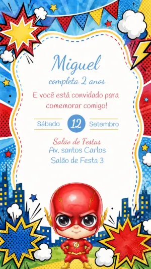 Convite Aniversário Flash: Modelo Digital para Editar