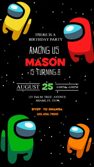 Among Us Birthday Invitation Template to Edit Online