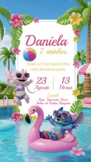 Invitación de cumpleaños Stitch – Estático – CollorGraph Convites