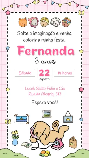 Convite de Aniversário Estilo Bobbie Goods para Editar Online