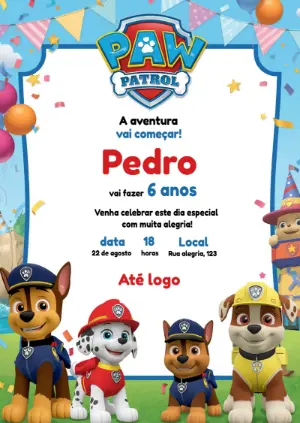 Invito di compleanno Paw Patrol – Statico – KC Design