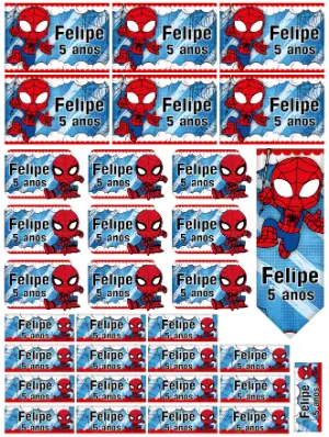 Etiquetas Escolares Homem-Aranha Fofo Editável para Imprimir