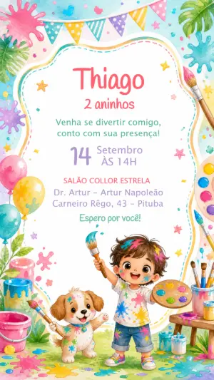 Convite de Aniversário Pintando o Sete Editável