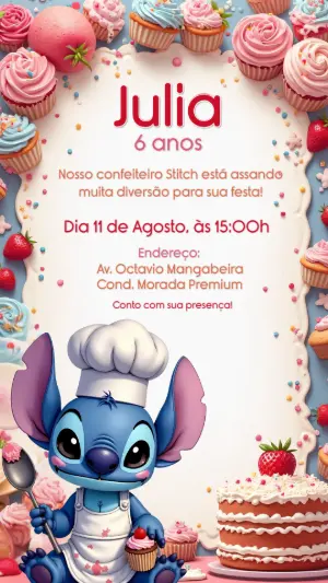 Invitación de cumpleaños Stitch – Estático – CollorGraph Convites
