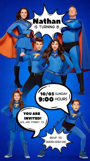 Editable The Thundermans Birthday Invitation with Comic Style