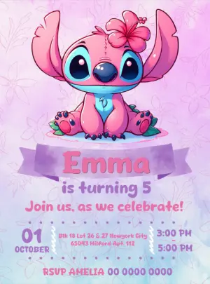Invitación de cumpleaños Stitch – Estático – Decore Arte