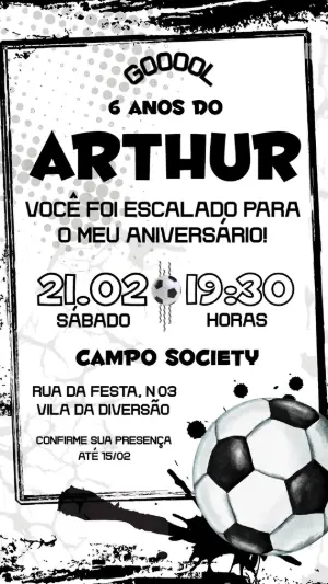 Soccer Birthday Invitation – Static – Convide aê!