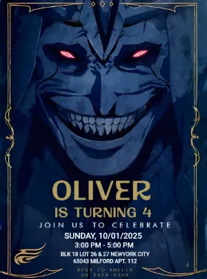 Solo Leveling God Statue Birthday Invitation - Digital Template