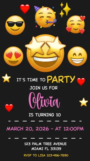 Fun Emoji Birthday Party Invitation | Editable Digital Template