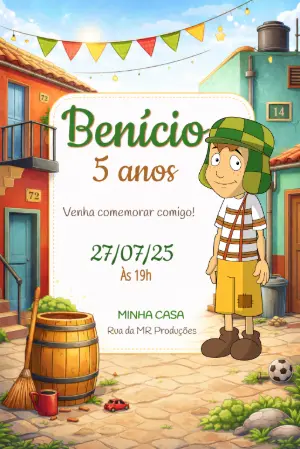 Convite de Aniversário Infantil Tema Chaves para Editar