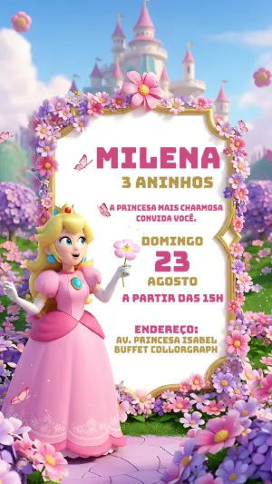 Invitación de cumpleaños Princesas – Estático – CollorGraph Convites