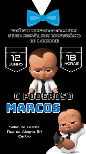 Convite Aniversário O Poderoso Chefinho para Editar Online