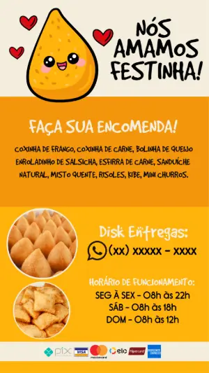 Flyer de Salgadinhos de Festa Editável para Divulgar
