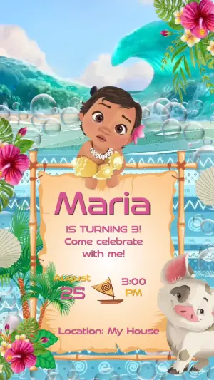 Animated Moana Birthday Video - Editable Template
