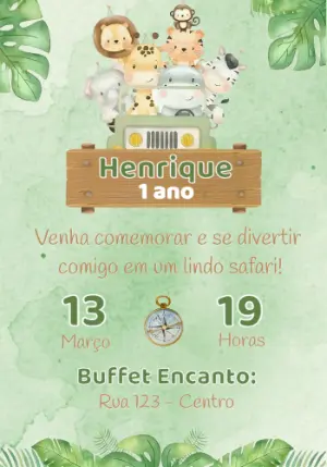 Safari Birthday Invitation – Static – Convites e Artes Digitais