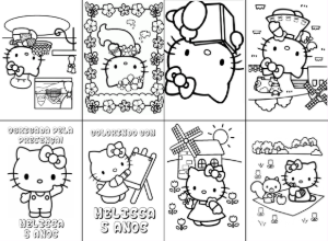Mini Livro de Colorir Hello Kitty Editável para Festa