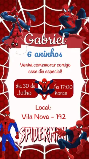 Convite de Aniversário Homem-Aranha Vermelho para Editar