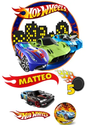 Topo de Bolo Hot Wheels Editável para Imprimir