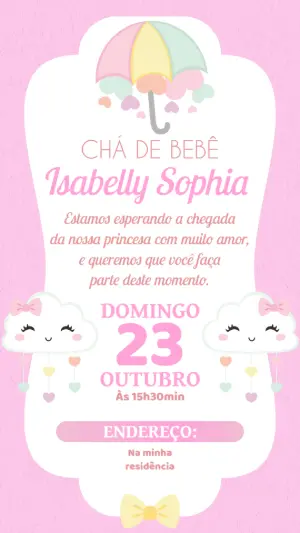 Convite Chá de Bebê Chuva de Amor para Editar Online