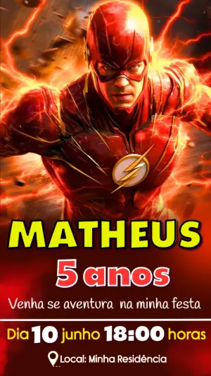 Convite de Aniversário Flash Herói