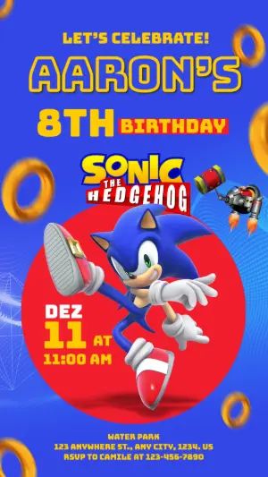 Sonic the Hedgehog Birthday Invitation to Edit Online