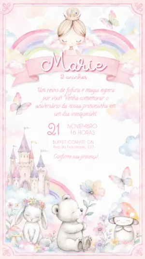 Invitación de cumpleaños Princesas – Estático – Convite On