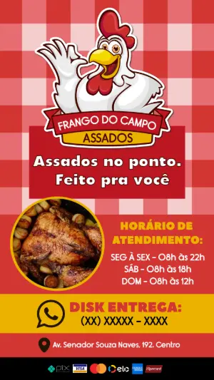 Flyer Editável de Frango Assado para seu Delivery